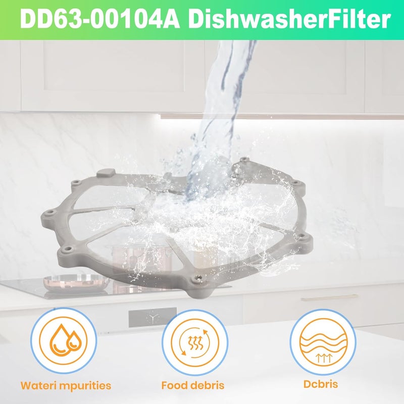 Sunniswi 【محدث】فلتر مضخة شبكة "بدون نتوء" DD63-00104A لجلايات سامسونج (OEM) أجزاء، رمادي (9 * 8.6 * 0.2 بوصة) - Image 4